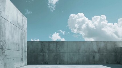 Concrete wall and sky backdrop