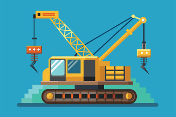 A construction crane with adjustable components is actively working on a construction site, showcasing its versatility and functionality