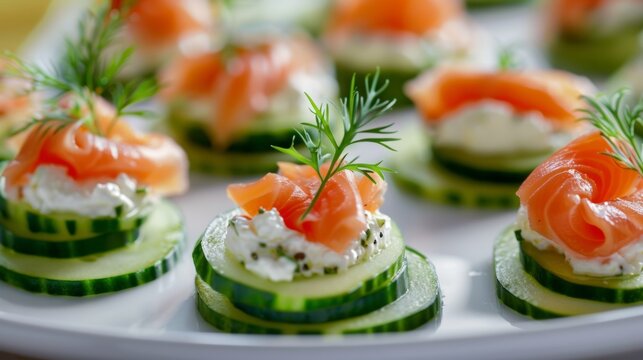The national cuisine of Canada. Canapes with trout.