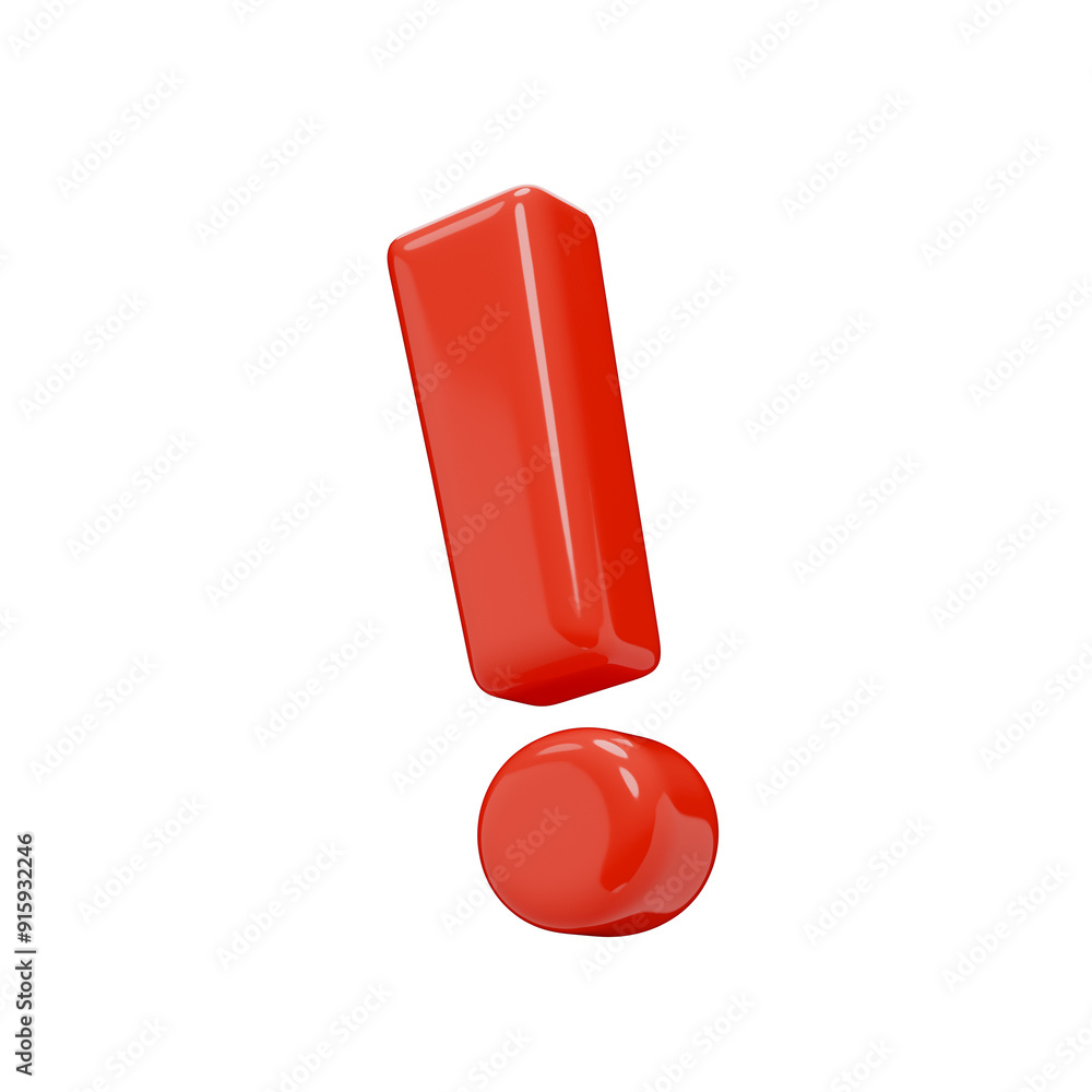 Fototapete exclamation mark icon. punctuation mark isolated on a transparent background. 3d render of a sign in