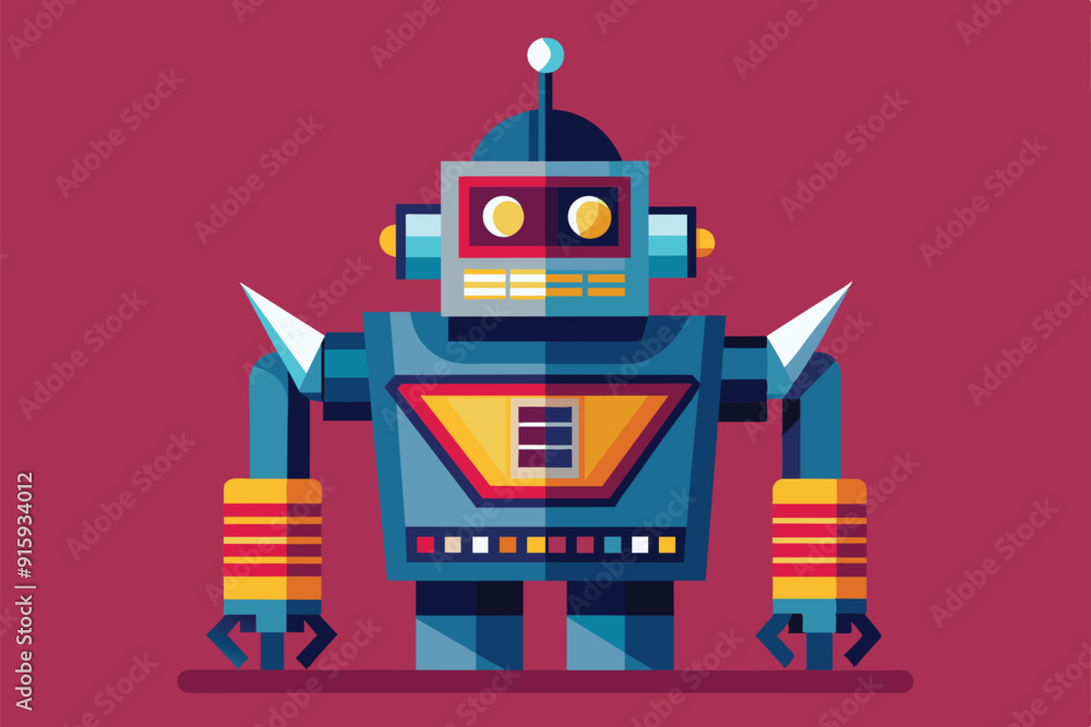 Poster a colorful and cool robot design featuring customizable elements, set against a vibrant backdrop, sh