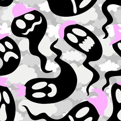 Halloween ghost seamless cartoon pattern for wrapping paper and fabrics