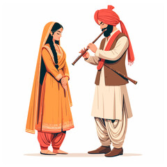 Punjabi couple vector illustration 