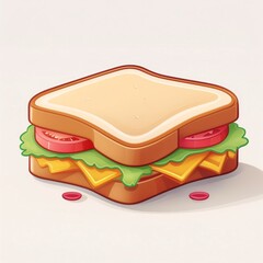 3D Cartoon Sandwich with Sauce – Cute and Clean Background