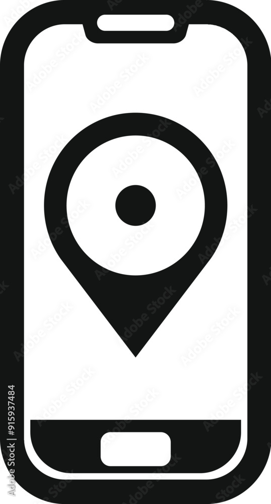 Poster mobile phone is showing location pin icon. navigating app concept