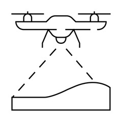 drone crawling ground line icon vector. drone crawling ground sign. isolated contour symbol black illustration