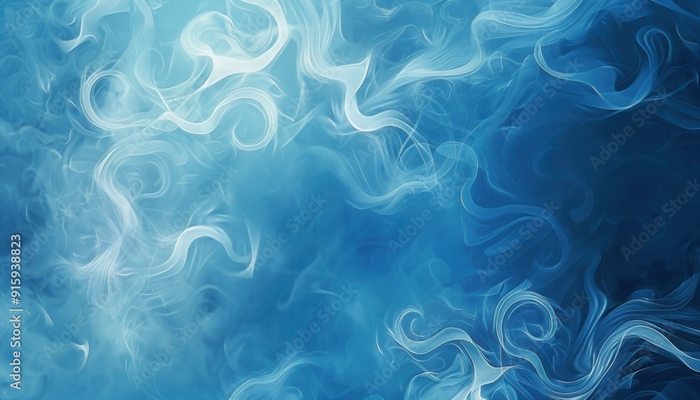 Poster blue swirling smoke pattern creating a mystical effect in a dark background