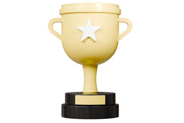 3d Trophy cup winner success champion icon symbol on isolated purple background. Achievement award, champion 1st winner award concept. Minimal Gold Trophy victory cup award. 3d render.