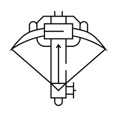 ballista crossbow line icon vector. ballista crossbow sign. isolated contour symbol black illustration