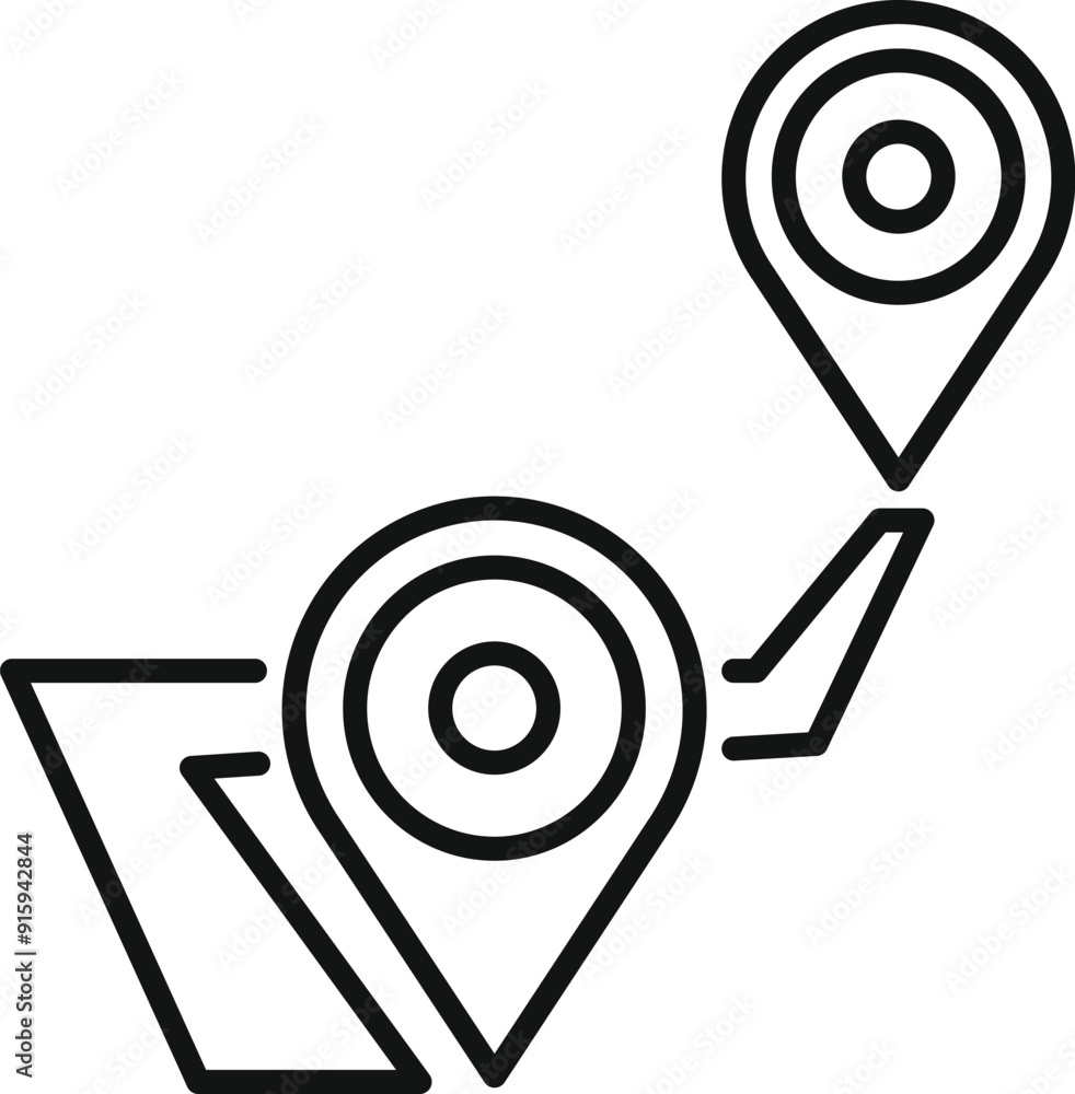 Poster gps navigation system is determining the route with starting and ending points marked