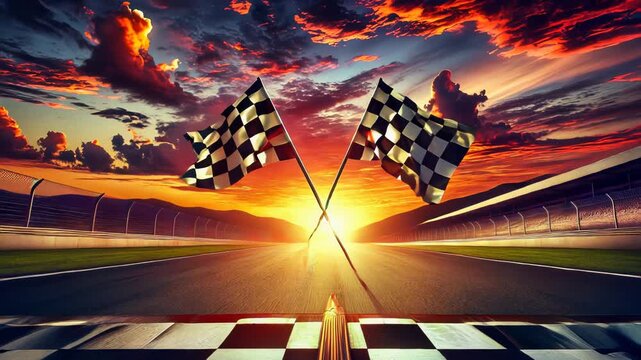 Checkered Flags at Finish Line