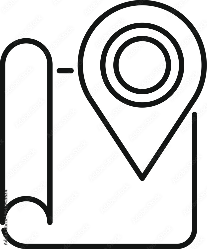 Poster location pin is dropping on a digital map, indicating a point of interest for navigation