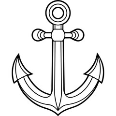 anchor vector silhouette, Ship anchor or boat anchor icon, anchor with rope silhouette vector illustration