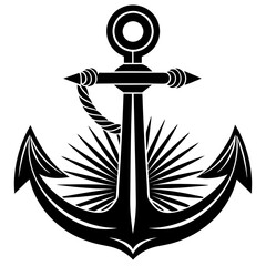 anchor vector silhouette, Ship anchor or boat anchor icon, anchor with rope silhouette vector illustration