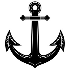 anchor vector silhouette, Ship anchor or boat anchor icon, anchor with rope silhouette vector illustration