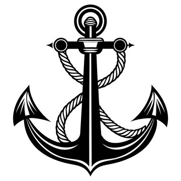 recommend clip art: anchor vector silhouette, Ship anchor or boat anchor icon, anchor with rope silhouette vector illustration