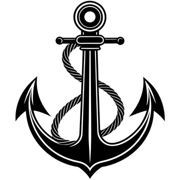 recommend clip art: anchor vector silhouette, Ship anchor or boat anchor icon, anchor with rope silhouette vector illustration