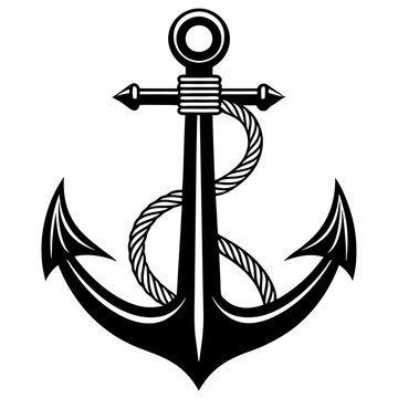 recommend clip art: anchor vector silhouette, Ship anchor or boat anchor icon, anchor with rope silhouette vector illustration