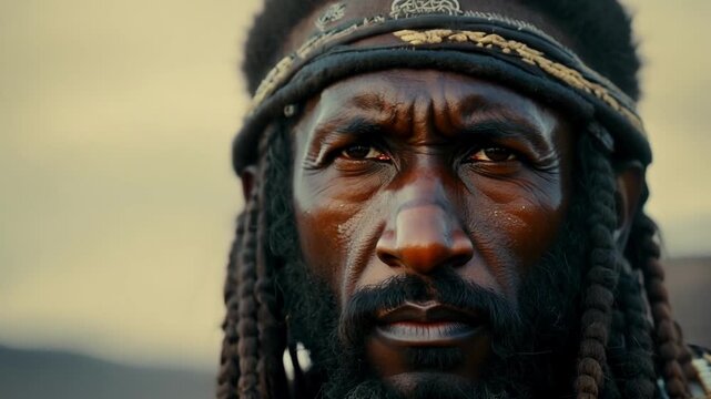 The warriors face is a symbol of resilience and strength representing the indomitable spirit of their people.