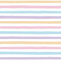 Hand drawn striped pattern, pastel stripe seamless background, childish pastel brush strokes. vector grunge stripes