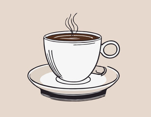 Line drawing cartoon office coffee
