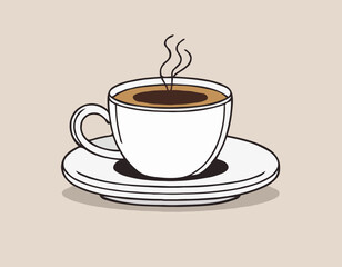 Line drawing cartoon office coffee