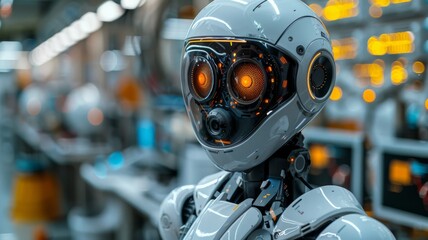 Fototapeta premium A futuristic robot in a modern lab. Generative AI