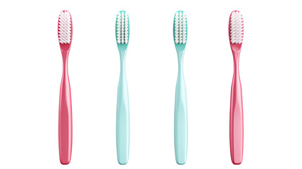 four different toothbrushes on transparent png and white background