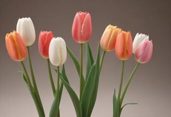 Obraz premium red and white tulips