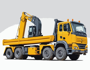 Construction machinery, truck. Commercial vehicles for work on the construction site. Vector illustration isolated on white background