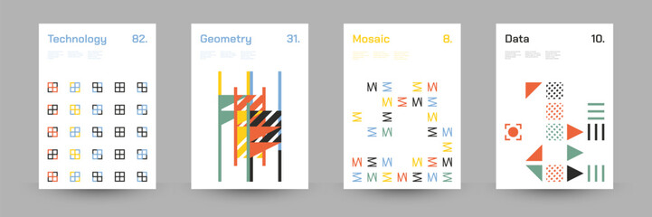 Geometric Abstract Cover Poster Set. Abstract Shape Background for Magazine Brochure Flyer and Page Layout. Vector Illustration