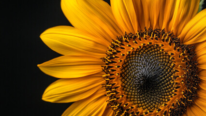 Obraz premium Professional Sunflower Photography with Dark Backdrop