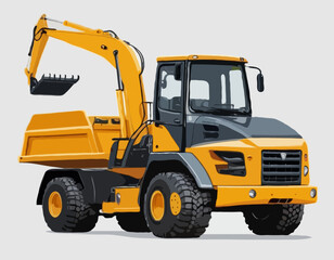 Construction machinery, truck. Commercial vehicles for work on the construction site. Vector illustration isolated on white background
