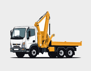 Construction machinery, truck. Commercial vehicles for work on the construction site. Vector illustration isolated on white background