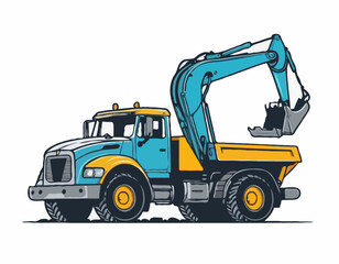 Construction machinery, truck. Commercial vehicles for work on the construction site. Vector illustration isolated on white background