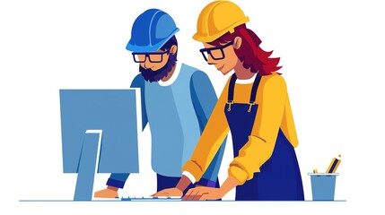 Tech support icon fixing a client's computer, illustrating technical assistance