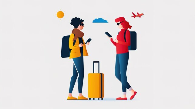 Travel Agent Expertly Planning Dream Vacation with Client - Vacation Planning Icon