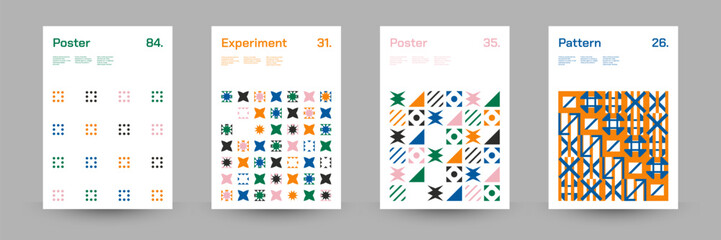 Geometric Abstract Cover Poster Set. Abstract Shape Background for Magazine Brochure Flyer and Page Layout. Vector Illustration