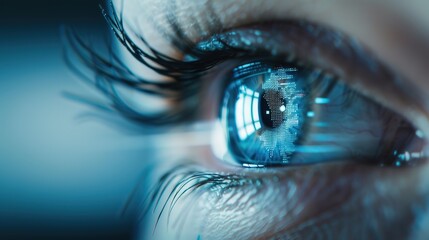 Futuristic Vision: Close-Up of Eye with Digital Interface Overlay