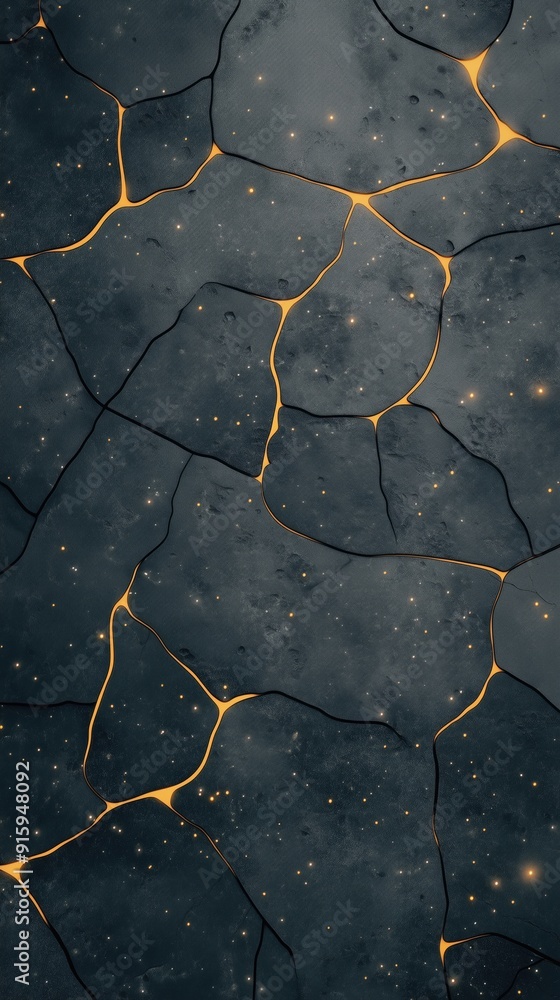Poster abstract cosmic background with glowing cracks and stars - ideal for futuristic and sci-fi design pr