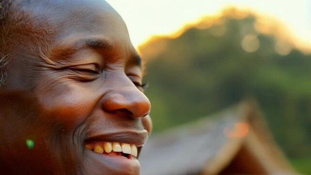 A closeup of a missionarys face as they comfort a grieving mother in a remote village offering solace in a time of need.