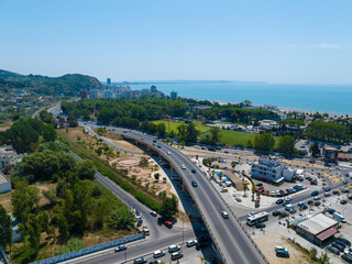 Albania Adriatic sea riviera, car road, hotels,  and blue sea  3 August 2024