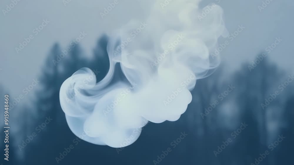 Poster a hazy and dreamlike effect is created as the person blows out a long stream of breath vapor into th