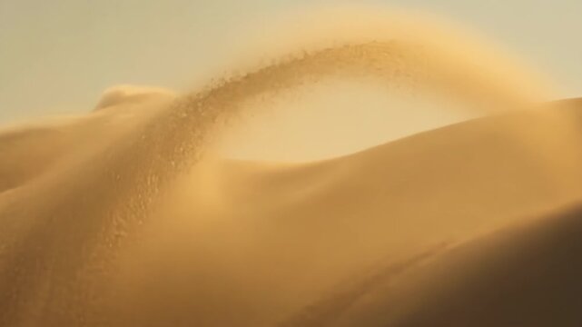 A mesmerizing closeup of sand particles whipping through the air like a sandy storm engulfing everything in its path during a desert sandstorm.
