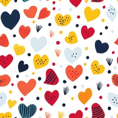 seamless pattern with hearts. Print for fabric, wrapping paper design. Valentine's Day. Background. Postcard. Love. Watercolor