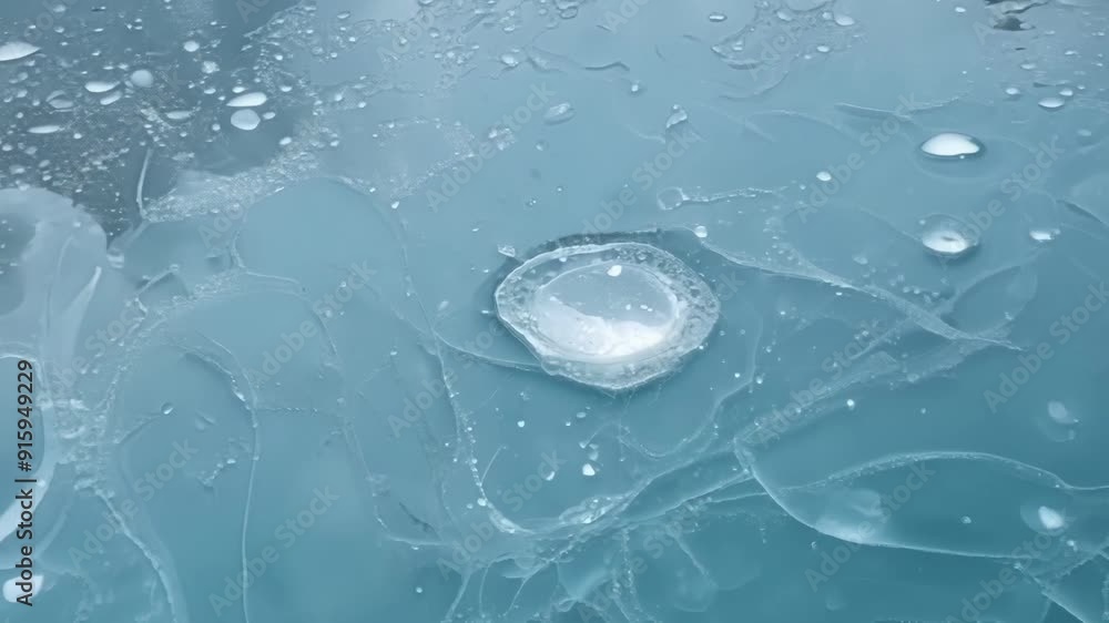 Poster as the camera gets closer the bubbles ped in the frozen pond reveal an otherworldly beauty with deli