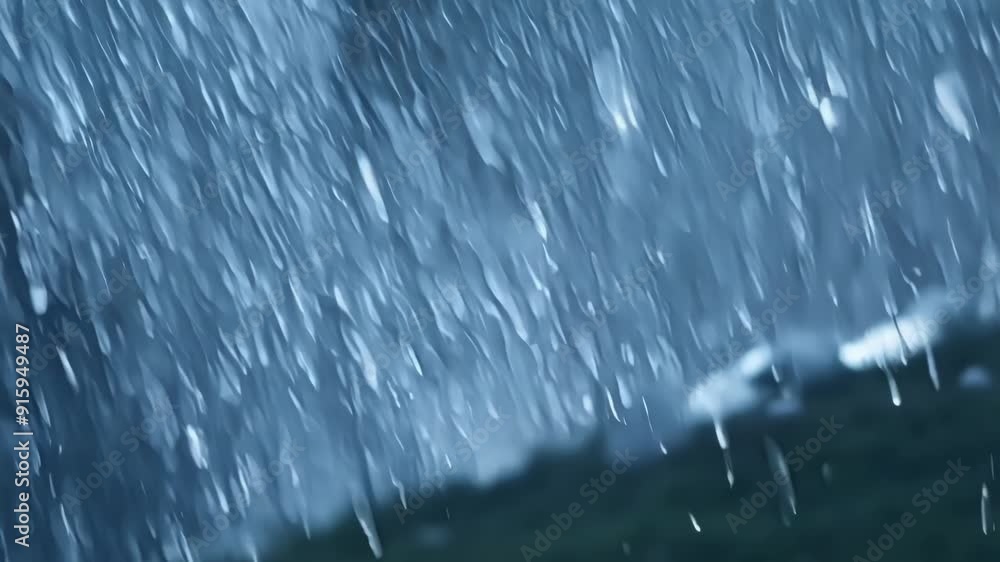 Poster A closeup of a hailstorm in progress capturing the intense force and power of the falling hailstones.