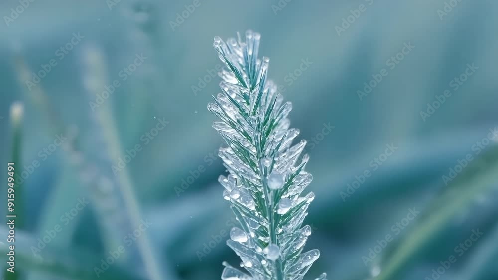Poster As the camera moves in closer we see a single blade of grass completely encapsulated in a thick layer of ice capturing the frozen wonder of winter.