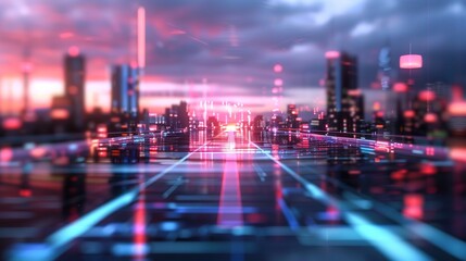 Path to Innovation in Futuristic Cityscape - Concept of Progress and Technology Advancement