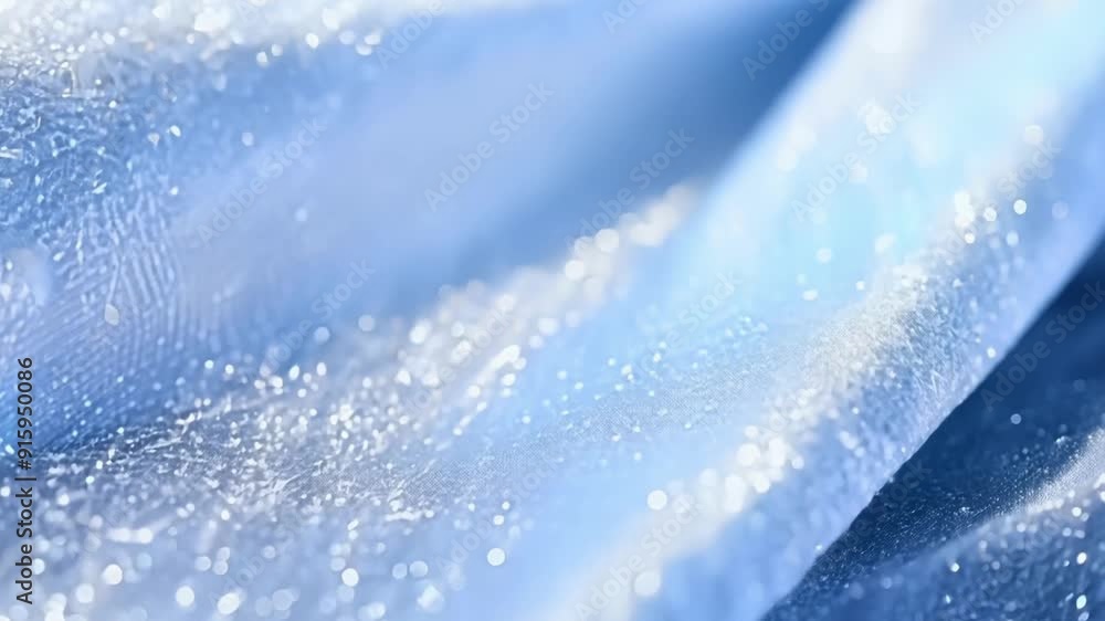 Poster a closeup of sparkling snowflakes resting on a shimmery satin fabric catching and reflecting the lig